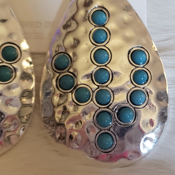 Pebble Creek Turquoise Cactus Teardrop Earrings - Picture 2 of 2